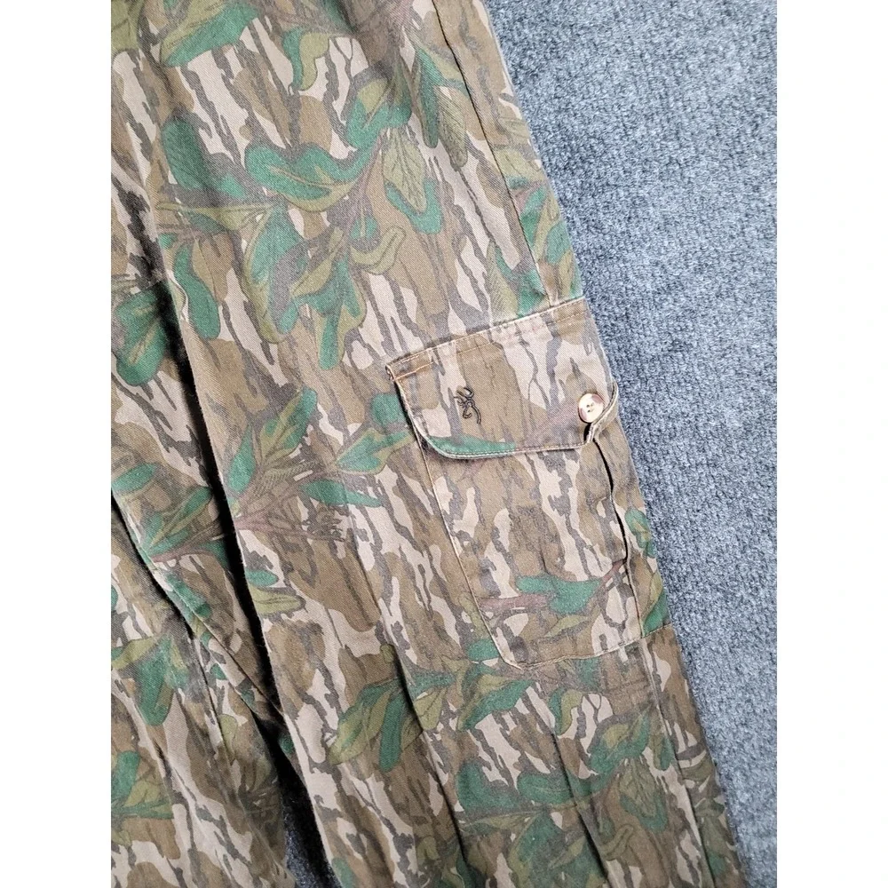 VTG Browning Mossy Oak Pants Greenleaf Camo Size 36 (Fits 34) USA Made Hunting